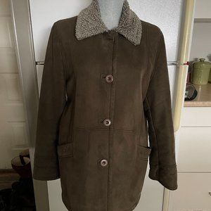 LONDON FOG Faux Suede Sheepskin Car Coat